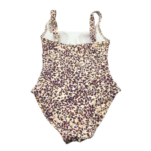 Calvin Klein Womens Leopard Print Swimsuit Molded Cups Brown Yellow Size 4 - Picture 2 of 3